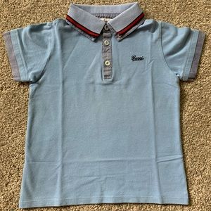 Gucci boy tee shirt polo blue red cotton 4 yo
